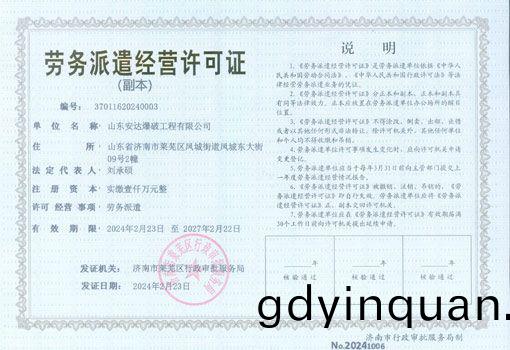 勞(lao)務派遣經營許可證